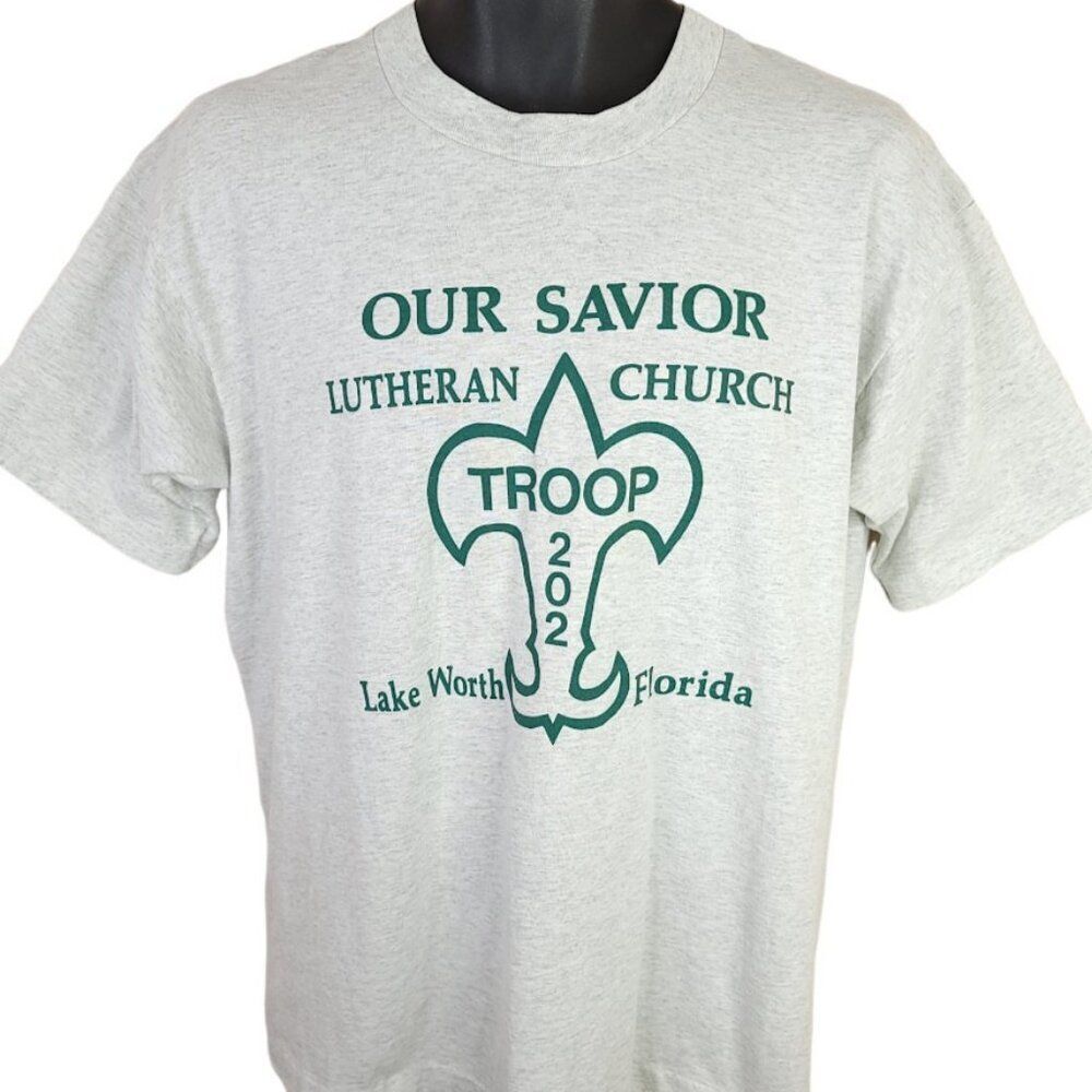 Vintage Boy Scouts T Shirt Mens Size Medium 90s Troop 202 Lake Worth Alligator